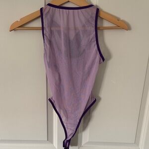 Lavender Sheer Mesh Bandeau with Purple Trim - Women's Intimates